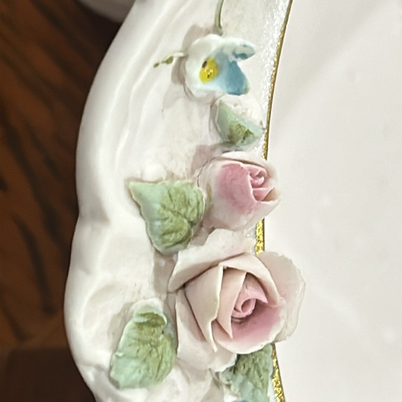 Vintage Lefton China Hand-Painted Flower Bud Vase 1186 and Candy Dish 1779 Set - Picture 15 of 17